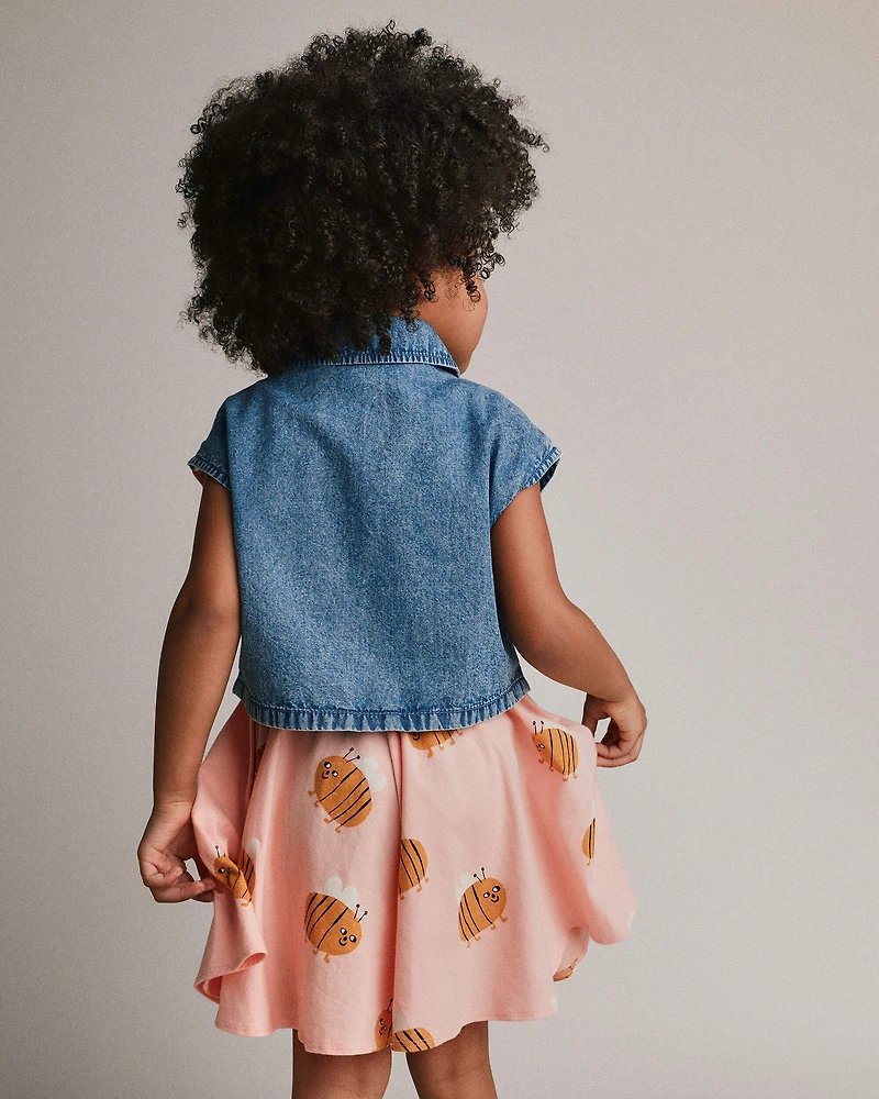 Toddler Girl Sleeveless Button-Down Top Chambray