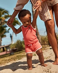 Baby Boy 3-Piece Palm Tree Top & Short Set - Orange