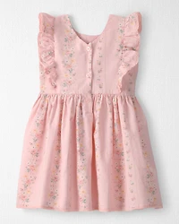 Toddler Girl Ruffle Dress Made with Organic Cotton Spring Garden Print