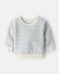 Baby Boy Stripe Fleece Pullover Sweatshirt - Blue