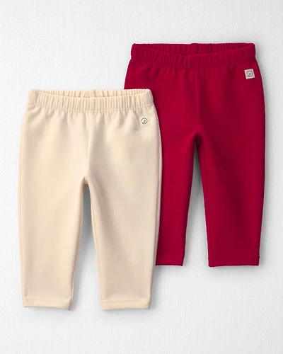 Baby Girl 2-Pack Fleece Leggings Made with Organic Cotton