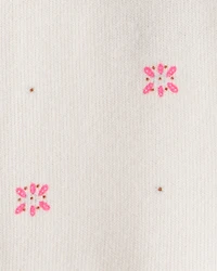 Baby Girl 2-Piece Floral Motif Sherpa Long-Sleeve Dress Set - White/Pink