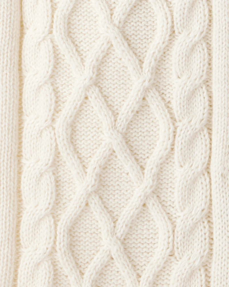 Baby Boy Long-Sleeve Cableknit Jumpsuit - Cream