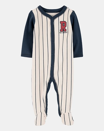 Baby Boy Baseball Rookie Snap-Up Cotton sleeper Pyjamas