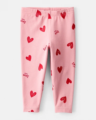 Baby Girl Heart Pull-On Stretch Leggings - Pink