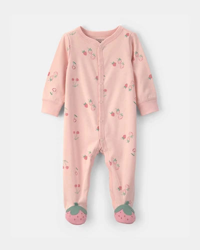 Baby Girl Strawberry Snug Fit Sleeper - Pink