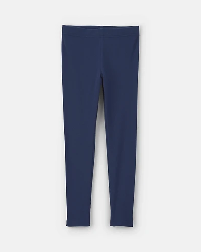 Girls Pull-On Stretch Rib Leggings - Navy Blue