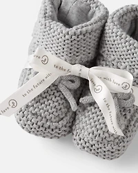Baby Organic Cotton Crochet Booties Gray