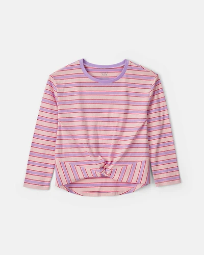 Girls Striped Long-Sleeve Top - Pink/Purple