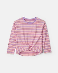 Girls Striped Long-Sleeve Top - Pink/Purple