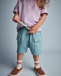 Toddler Boy French Terry Cargo Shorts - Teal