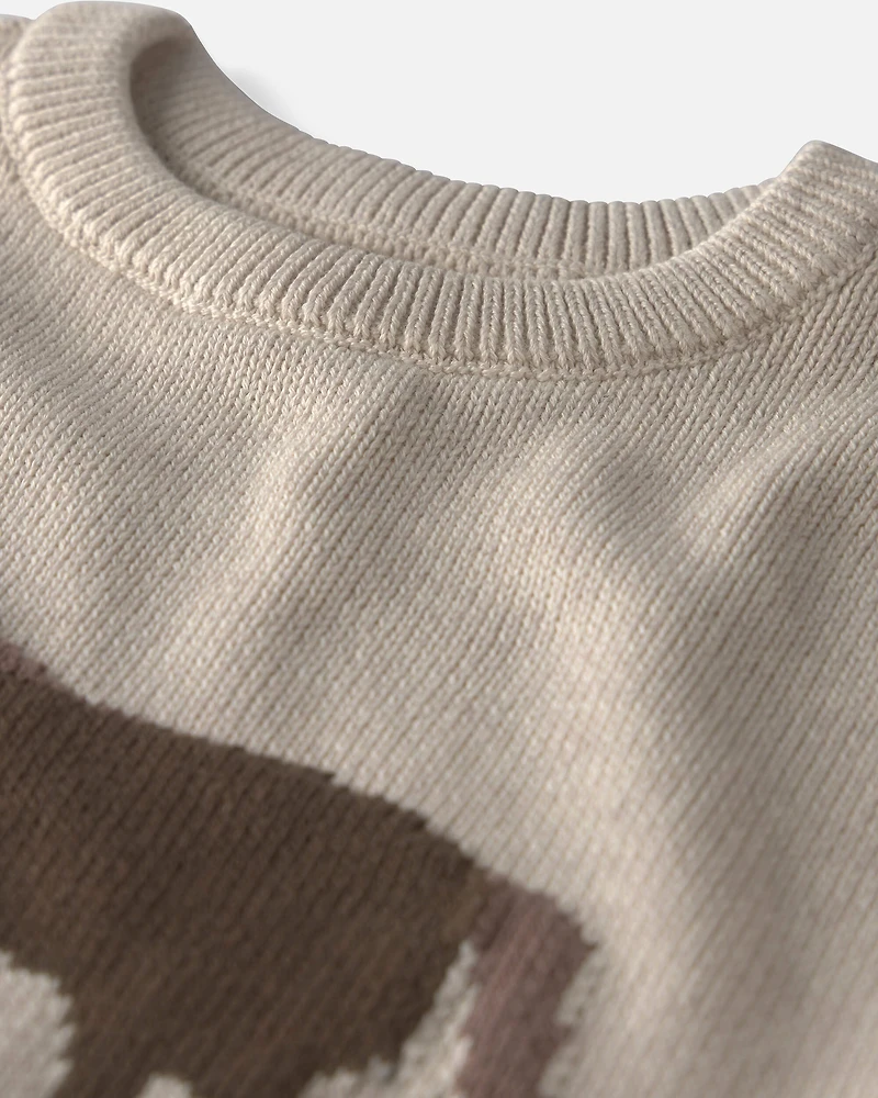 Kids Organic Cotton Horse Sweater Knit Pullover