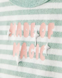 Toddler Girl Made of Magic' Striped Long-Sleeve Top - Green