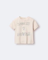 Toddler Snacks 4 Dinner Short-Sleeve Graphic Tee - Khaki
