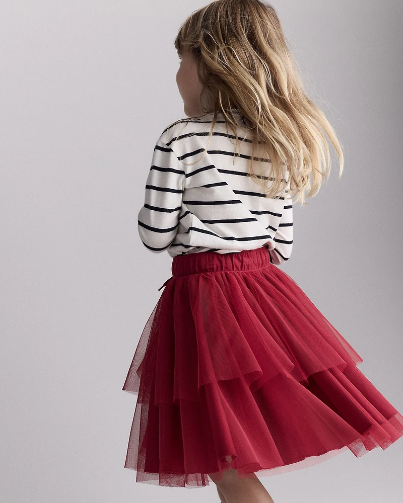 Toddler Girl Avenue Twirl™ Tiered Midi with Tulle - Red
