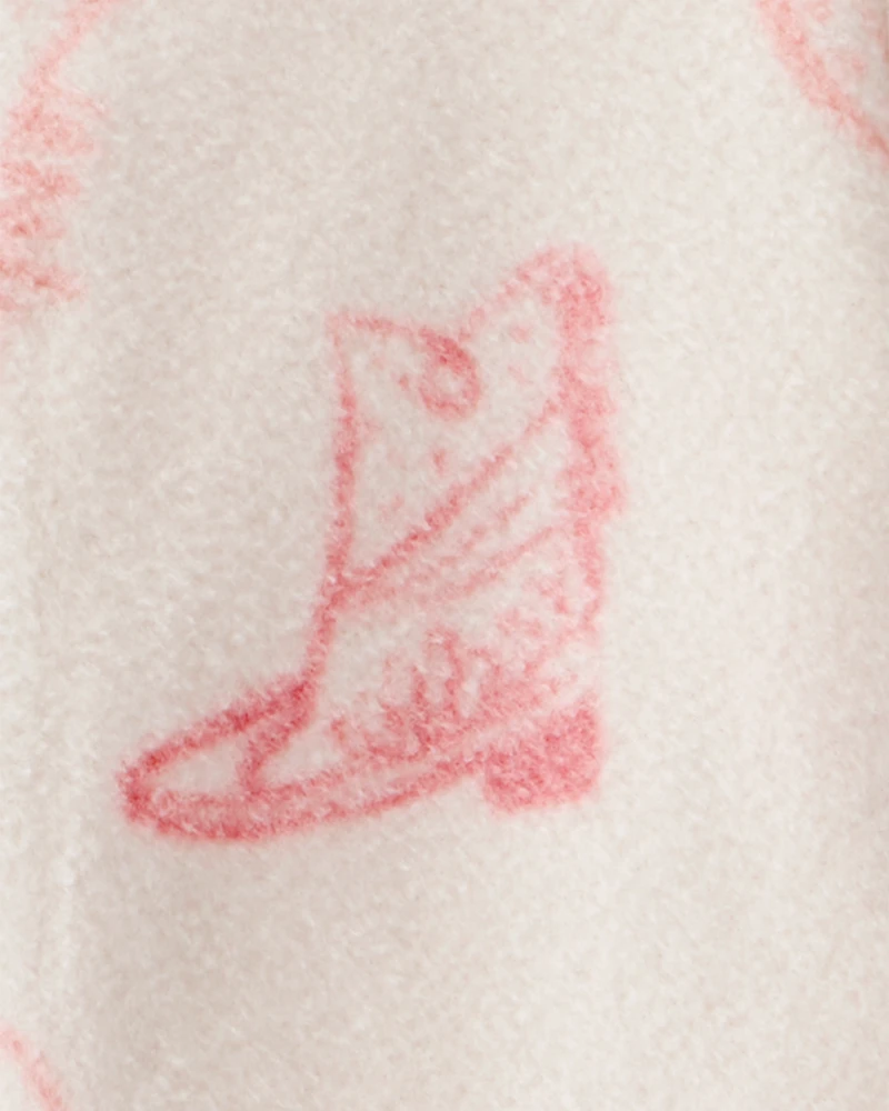 Baby Girl Cowgirl Print Loose Fit Long-Sleeve Sleeper - White