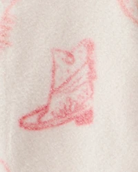 Baby Girl Cowgirl Print Loose Fit Long-Sleeve Sleeper - White