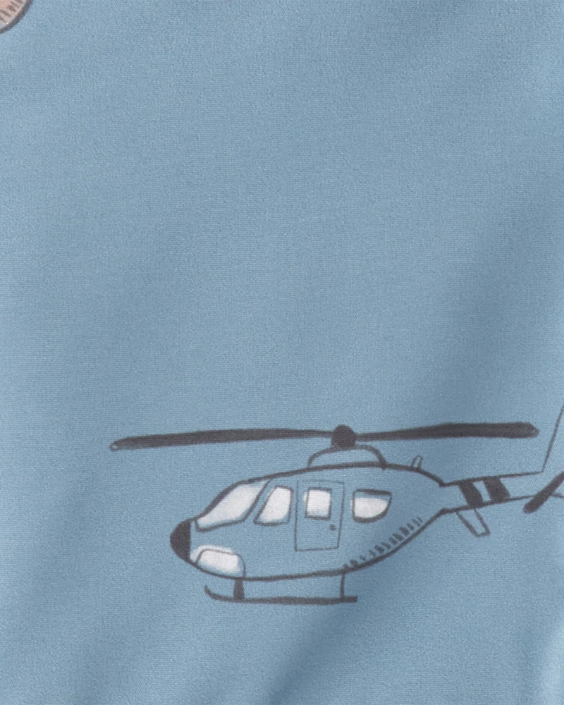 Toddler Boy Helicopter Print Rain Jacket - Blue