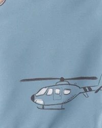 Toddler Boy Helicopter Print Rain Jacket - Blue