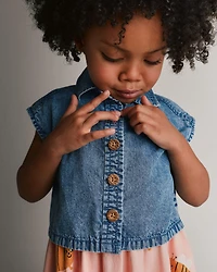 Toddler Girl Sleeveless Button-Down Top Chambray