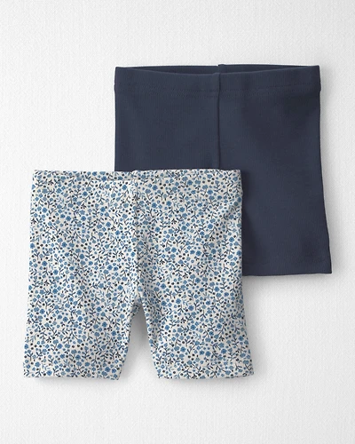Toddler Girl 2-Pack Organic Cotton Ribbed Pedal Shorts