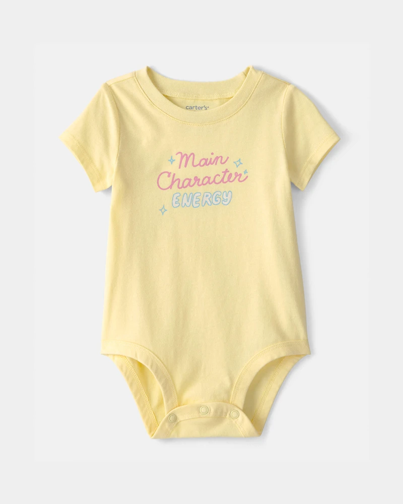 Baby 'Main Character Energy' Graphic Bodysuit - Yellow