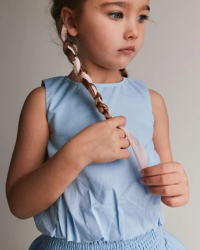 Toddler Girl Bubble Hem Top - Blue