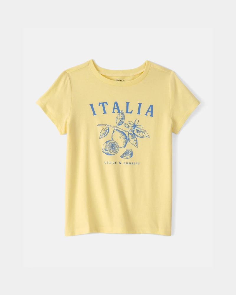 Girls Italia Lemon Graphic Tee - Yellow