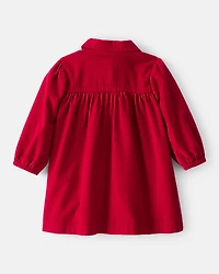 Baby Girl Corduroy Long-Sleeve Dress - Red