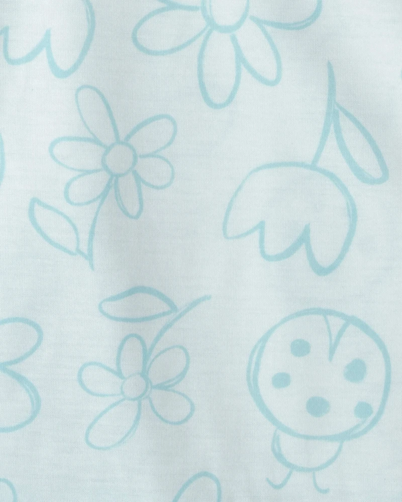 Toddler Girl Floral Ladybug  Loose Fit 2-Piece Pyjama Set - Blue