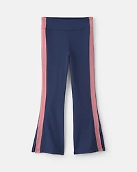 Girls Pull-On Stretch Active Flare Leggings - Navy Blue/Pink