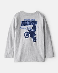 Boys Motorcycle Long-Sleeve Graphic Tee - Grey