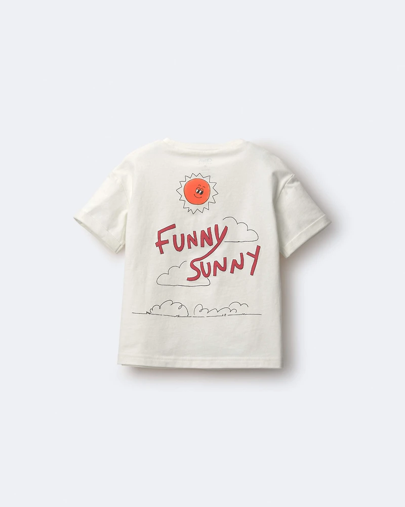 Toddler 'Funny Sunny' Rolled Cuff Tee - Cream