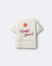 Toddler 'Funny Sunny' Rolled Cuff Tee - Cream