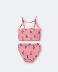 Toddler Girl Smocked Tankini Floral Print - Pink