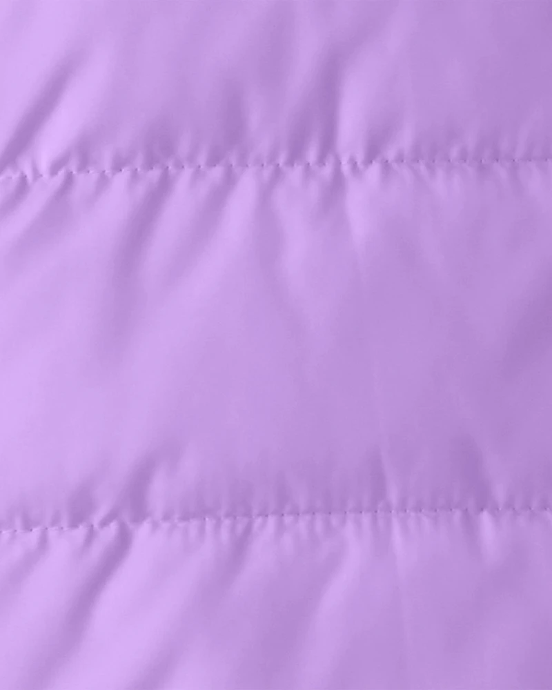 Girls Midweight Packable Puffer - Purple