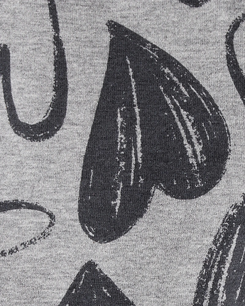 Baby Girl Heart Pull-On Flare Stretch Rib Leggings - Grey