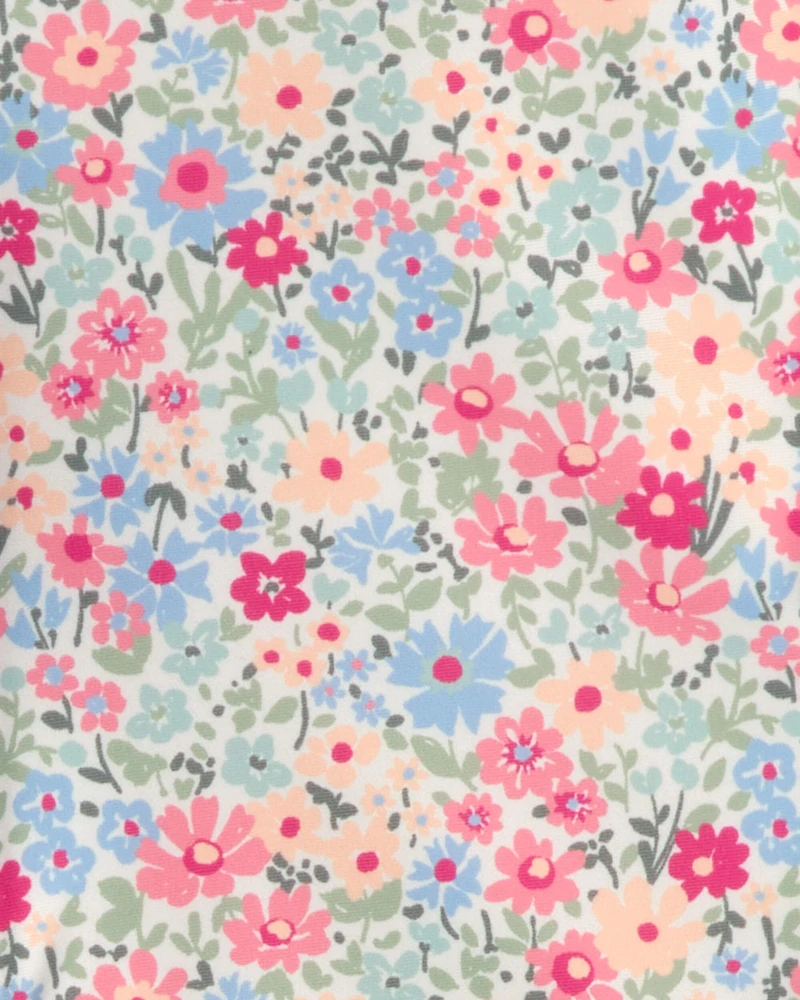 Girls Recycled Meadow Mix Print Rashguard Swimsuit