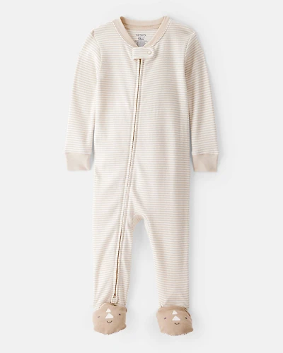 Toddler Boy Rhino 100% Cotton Long-Sleeve 2-Way Zip 1-Piece Pyjamas - White