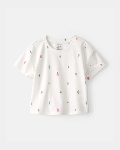 Baby Girl Ice Cream Top - White
