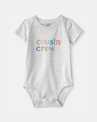 Baby 'Cousin Crew' Graphic Bodysuit - Grey