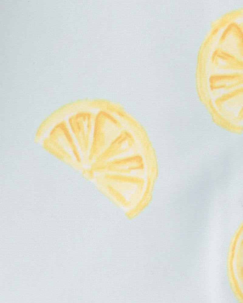 Baby Girl 1-Piece Lemon Rashguard Swimsuit - Blue