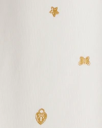 Girls Star Pull-On Stretch Cozy Leggings - Cream