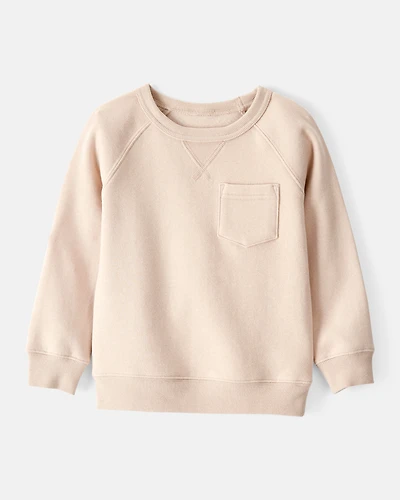Toddler Boy Solid Fleece Long-Sleeve Sweatshirt - Khaki