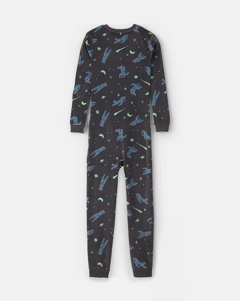 Boys Star Space Dreamplush Snug Fit 1-Piece Pyjama - Black
