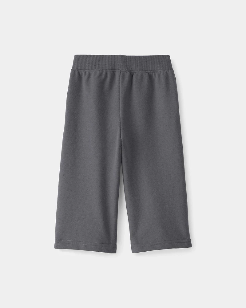 Baby Girl French Terry Wide-Leg Active Pants - Grey
