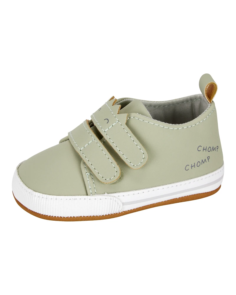 Baby Boy Dinosaur Slip-On Shoes - Olive