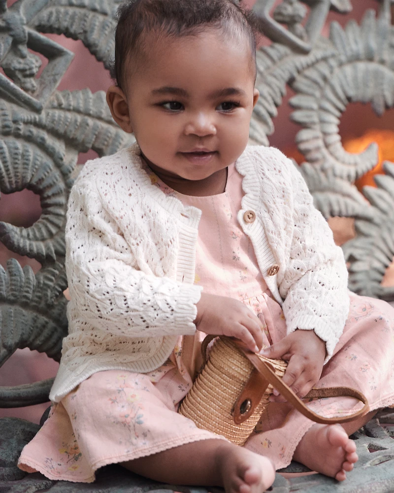 Baby Girl Organic Cotton Pointelle Sweater
