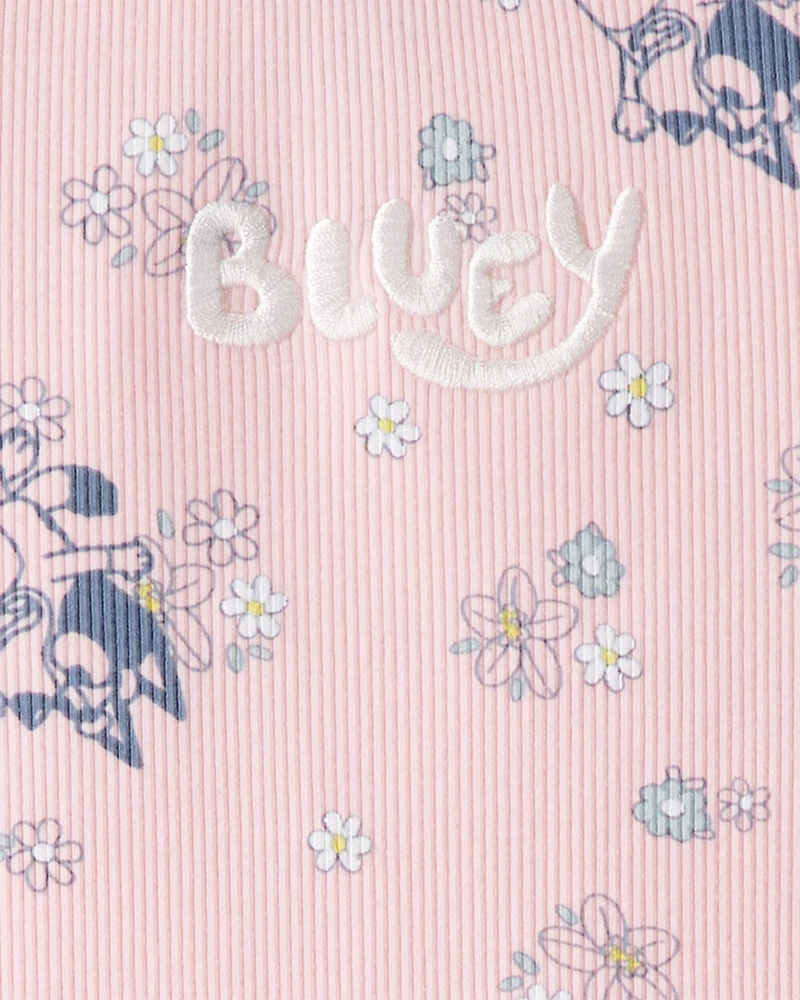 Baby Girl Bluey Floral Print Short-Sleeve Graphic Tee - Pink