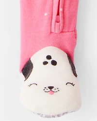 Toddler Girl Dalmatian Print 100% Cotton 2-Way Zip 1-Piece Pyjamas - Pink